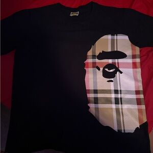 Bape Black and Red Short Sleeve Tee with Iconic Ape Graphic